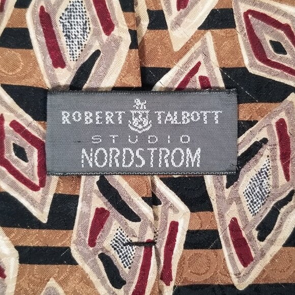Robert Talbott Studio Nordstrom Tie Hand Sewn Silk Made USA 3 7/8 58 3/4 Brown - Picture 5 of 11